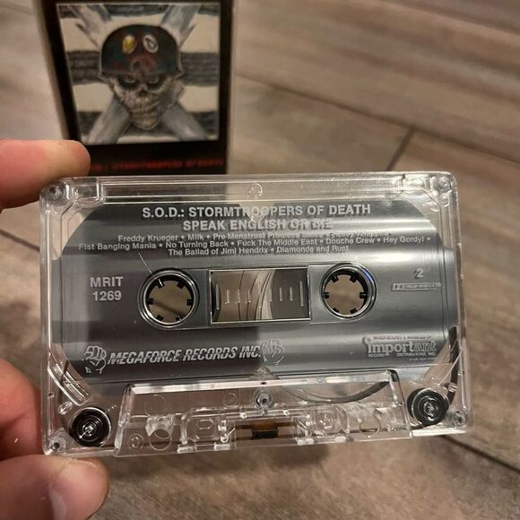 STORMTROOPERS OF DEATH CASSETTE‎ TAPE SPEAK ENGLISH OR DIE Megaforce SOD ANTHRAX - Picture 2 of 5